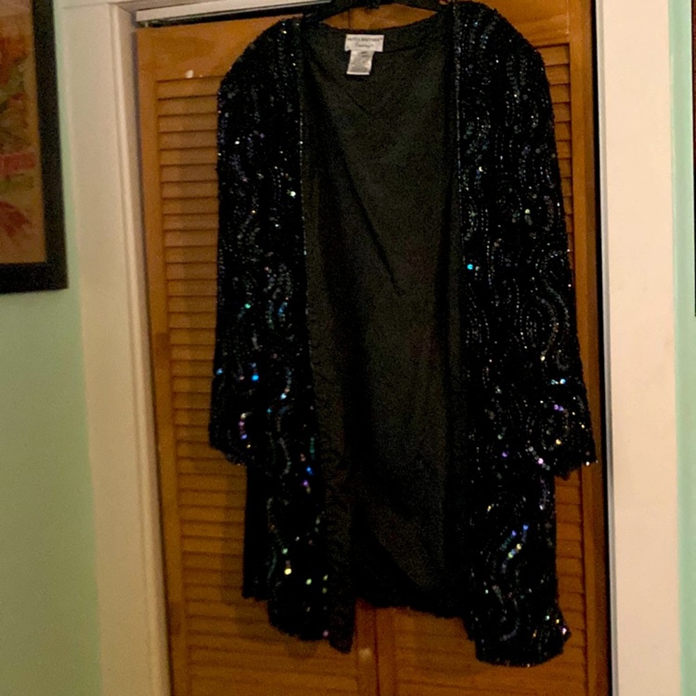 Vintage Plus Size Black Sequin Beaded Dressy Jacket